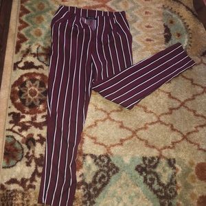 Black and white vertical stripped casual pants